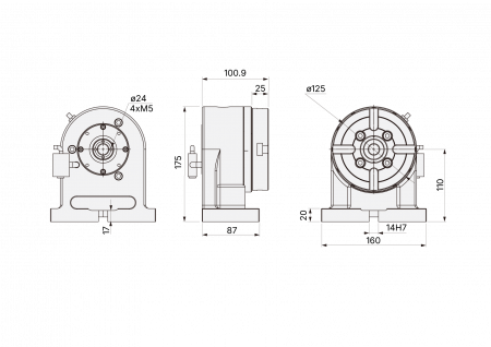 TR-125 задняя бабка с планшайбой