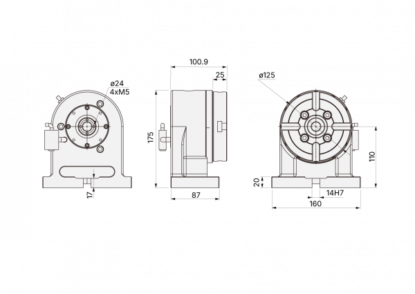 TR-125 задняя бабка с планшайбой