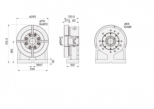 TR-265N задняя бабка с планшайбой